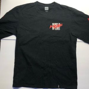 Mens HUF World Wide Masters Long Sleeve T-shirt Black Size Medium Embroidered